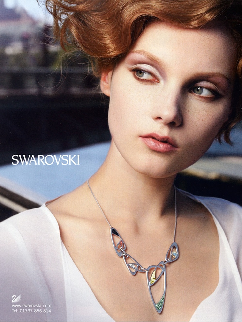 Swarovski Multicolor Crystal Link Necklace in Silver Tone